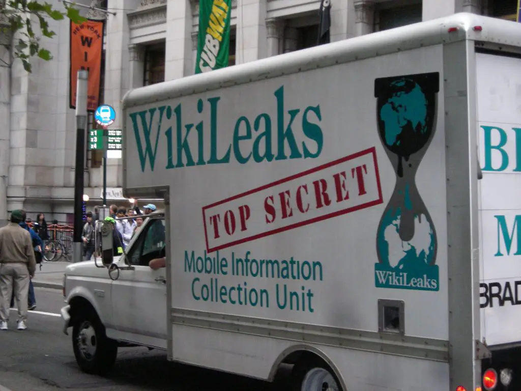 A truck with WikiLeaks written on it